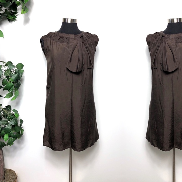 See By Chloe Dresses & Skirts - See By Chloe Brown Pussy Bow Ruffle Dress Size - 4